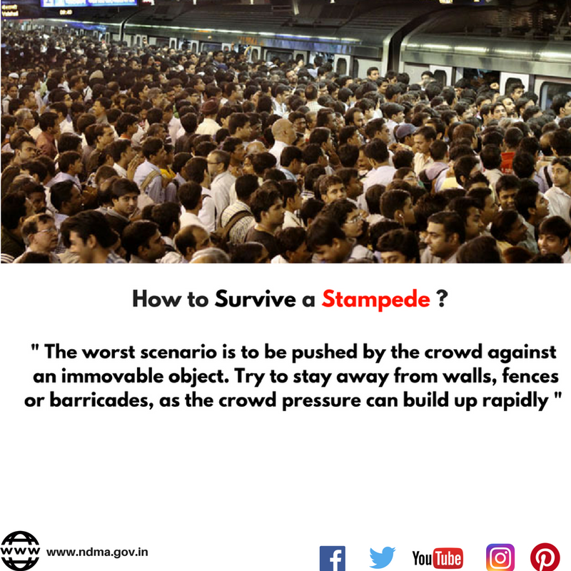 The worst scenario is to be pushed by the crowd against an immovable object. Try to stay away from walls, fences or barricades as the crowd pressure can build up rapidly